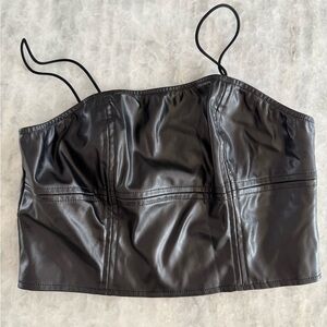 SHEIN Black Faux Leather Crop Top